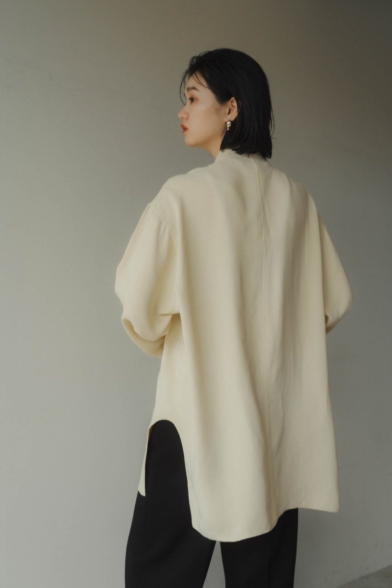 -high end- stand collar cupra shirt/ivory(unisex) - KNUTH MARF