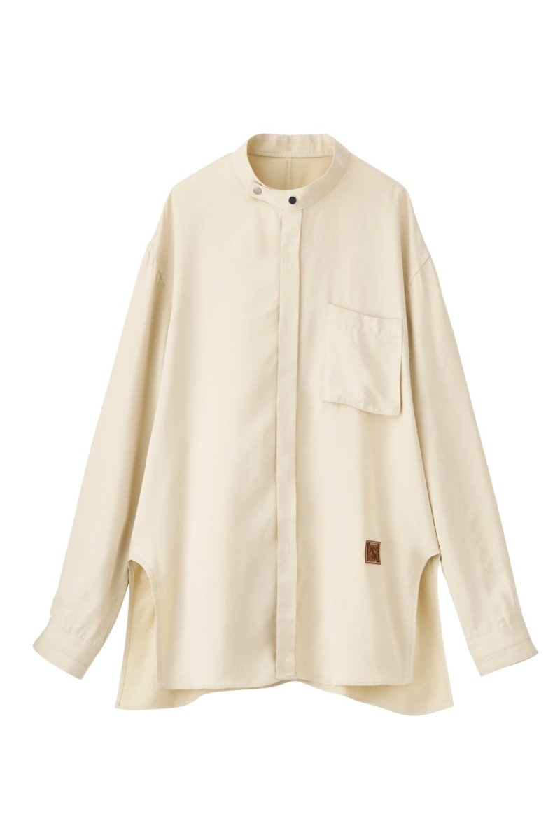 -high end- stand collar cupra shirt/ivory(unisex) - KNUTH MARF
