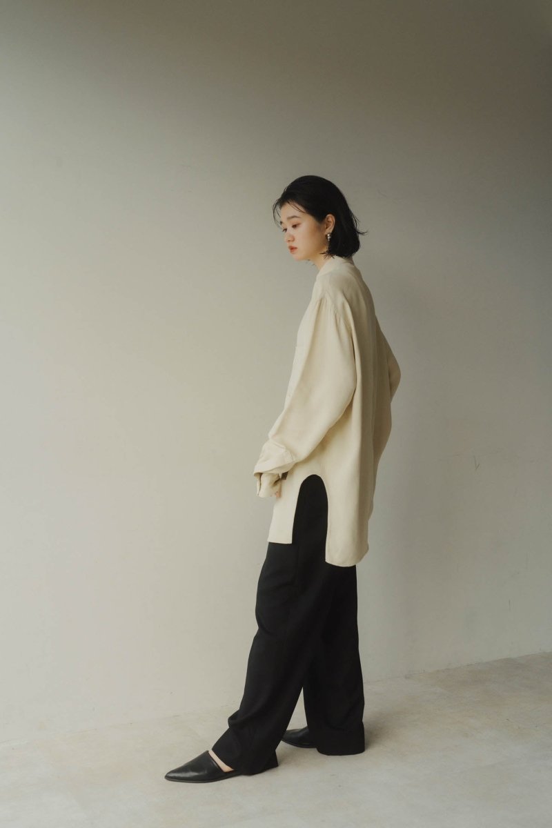 -high end- stand collar cupra shirt/ivory(unisex) - KNUTH MARF