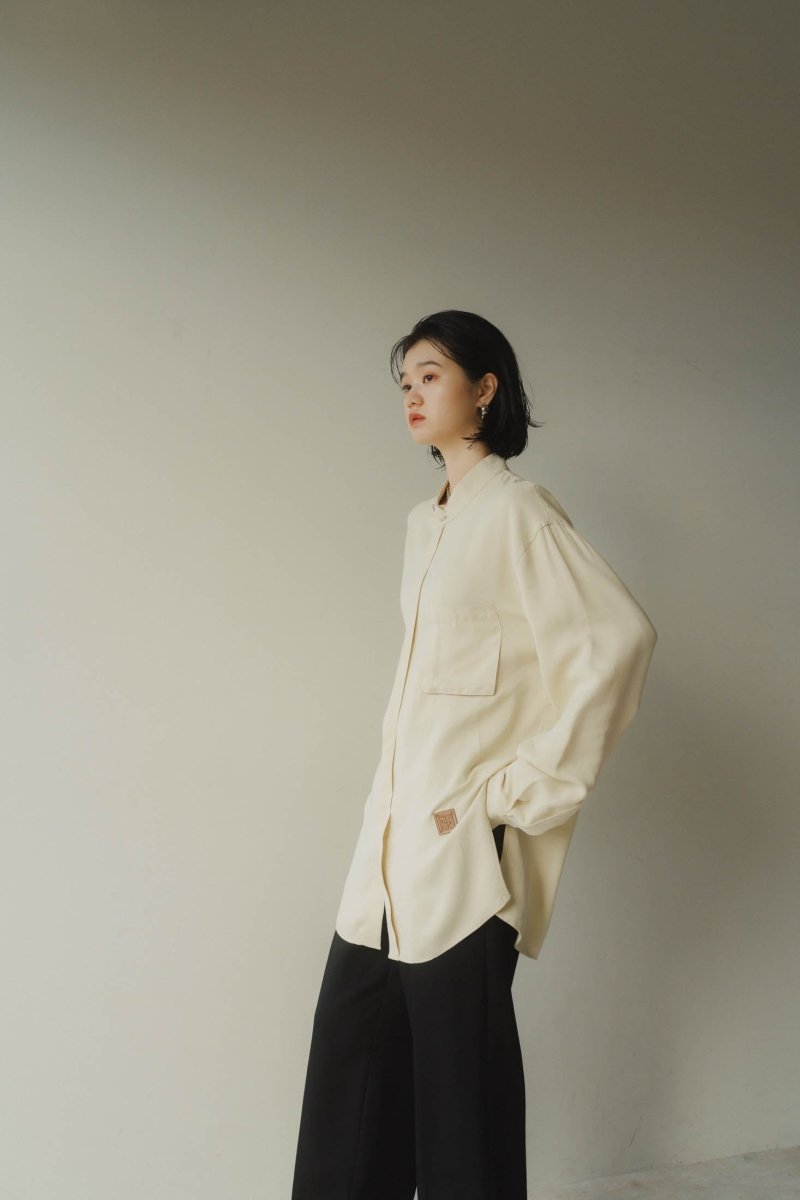 -high end- stand collar cupra shirt/ivory(unisex) - KNUTH MARF