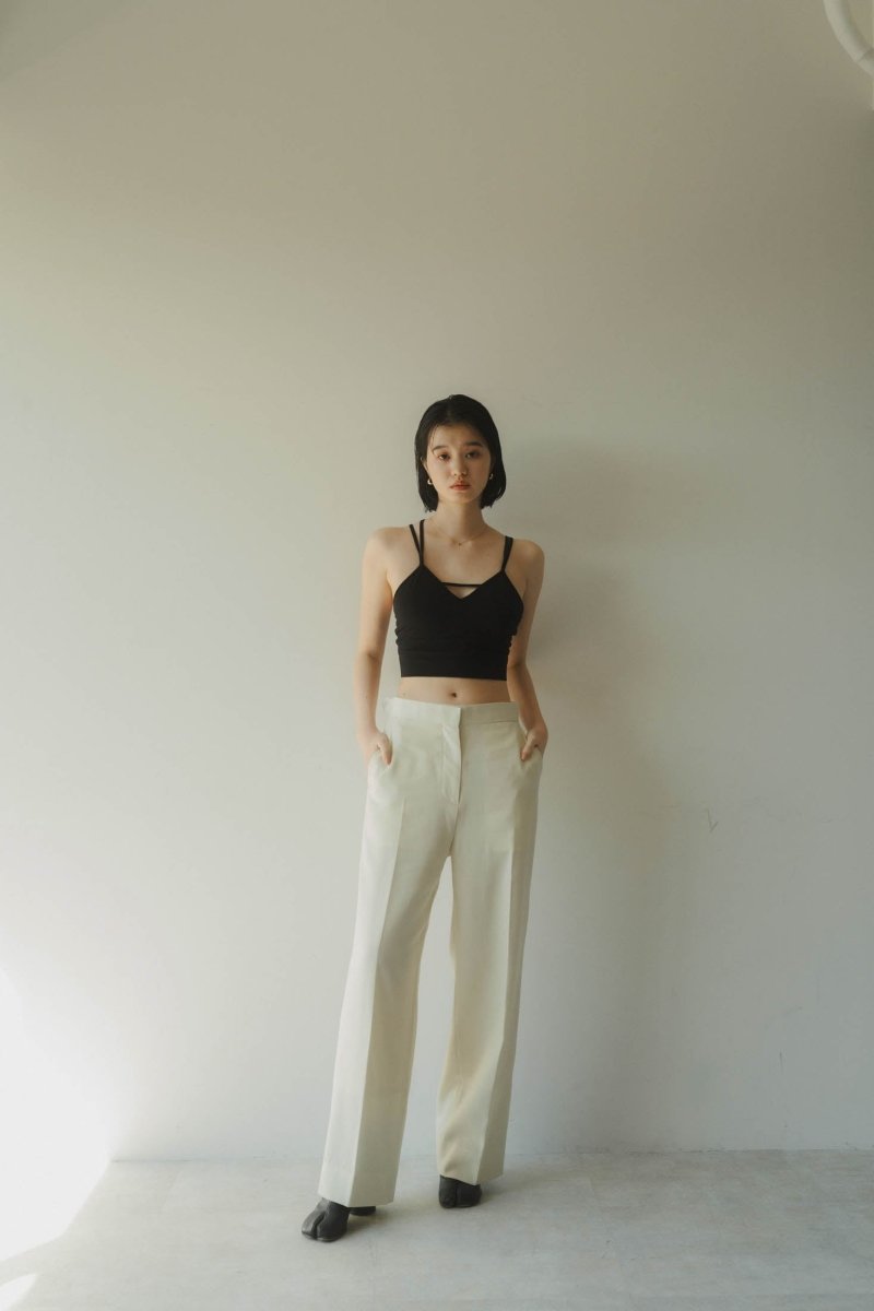 -high end- wool straight pants/cream - KNUTH MARF