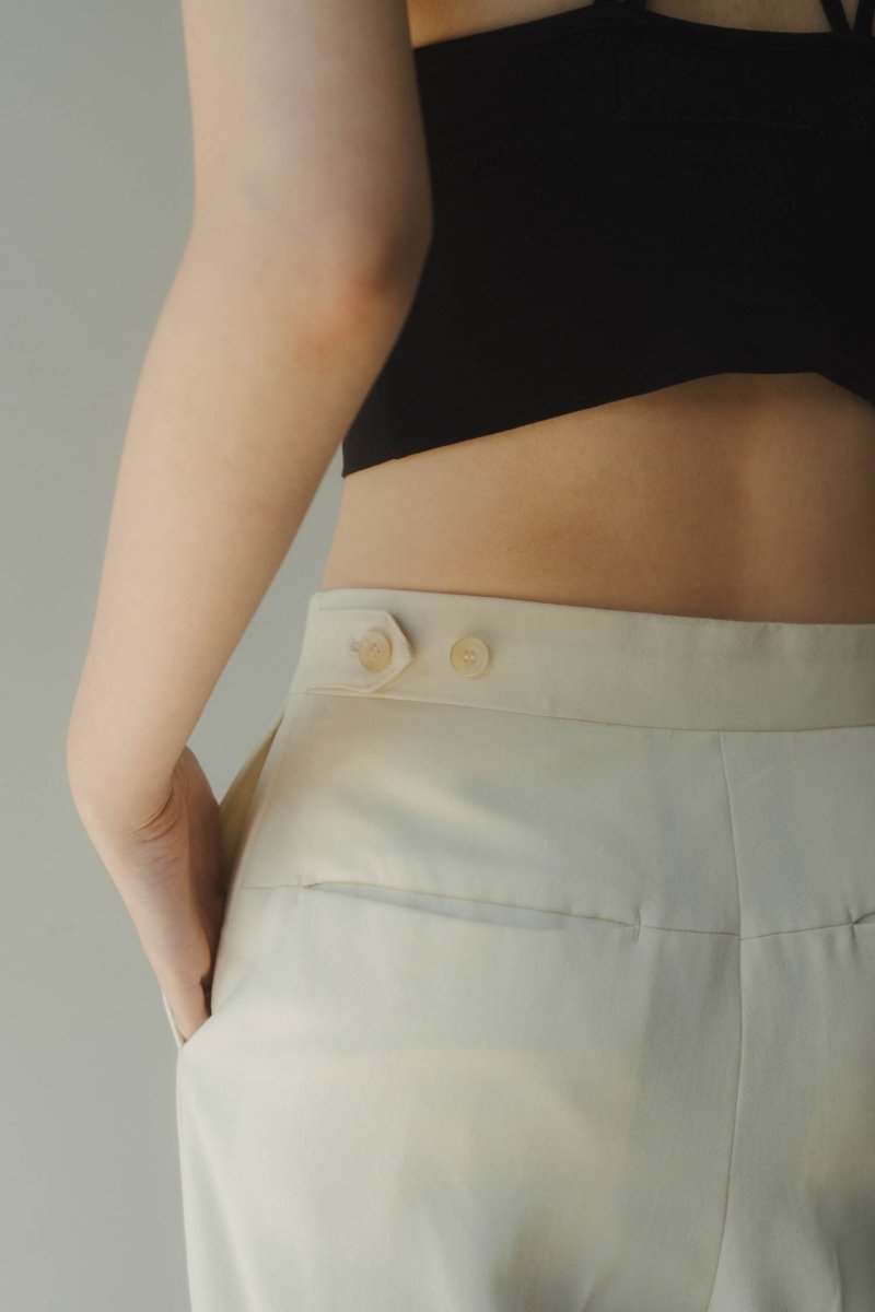 -high end- wool straight pants/cream - KNUTH MARF