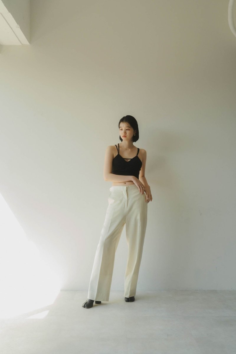 -high end- wool straight pants/cream - KNUTH MARF