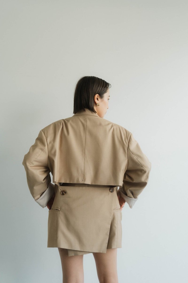 high waist front skort/beige - KNUTH MARF