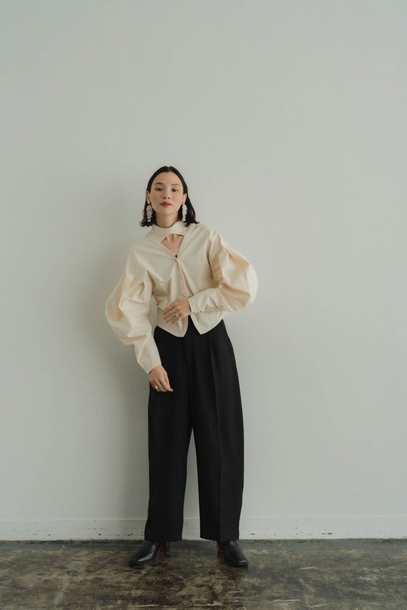 high waist lace up slacks pants/2color - KNUTH MARF