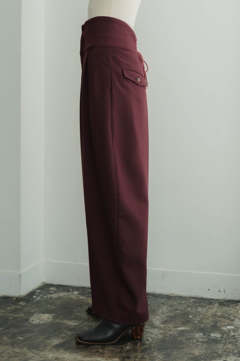 high waist lace up slacks pants/2color - KNUTH MARF