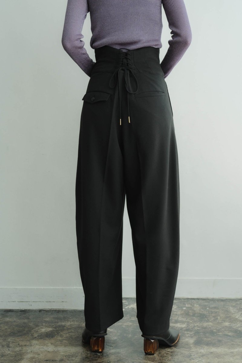 high waist lace up slacks pants/2color - KNUTH MARF