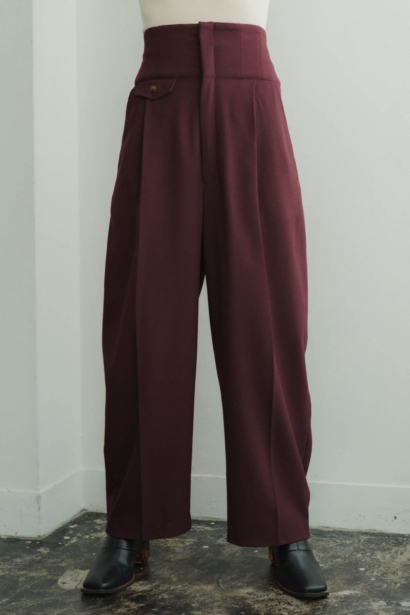 high waist lace up slacks pants/2color - KNUTH MARF
