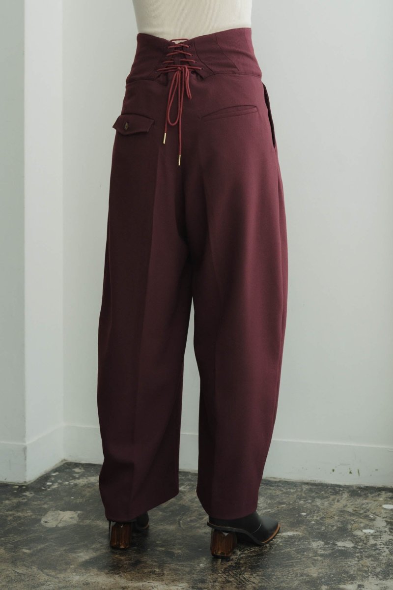 high waist lace up slacks pants/2color - KNUTH MARF