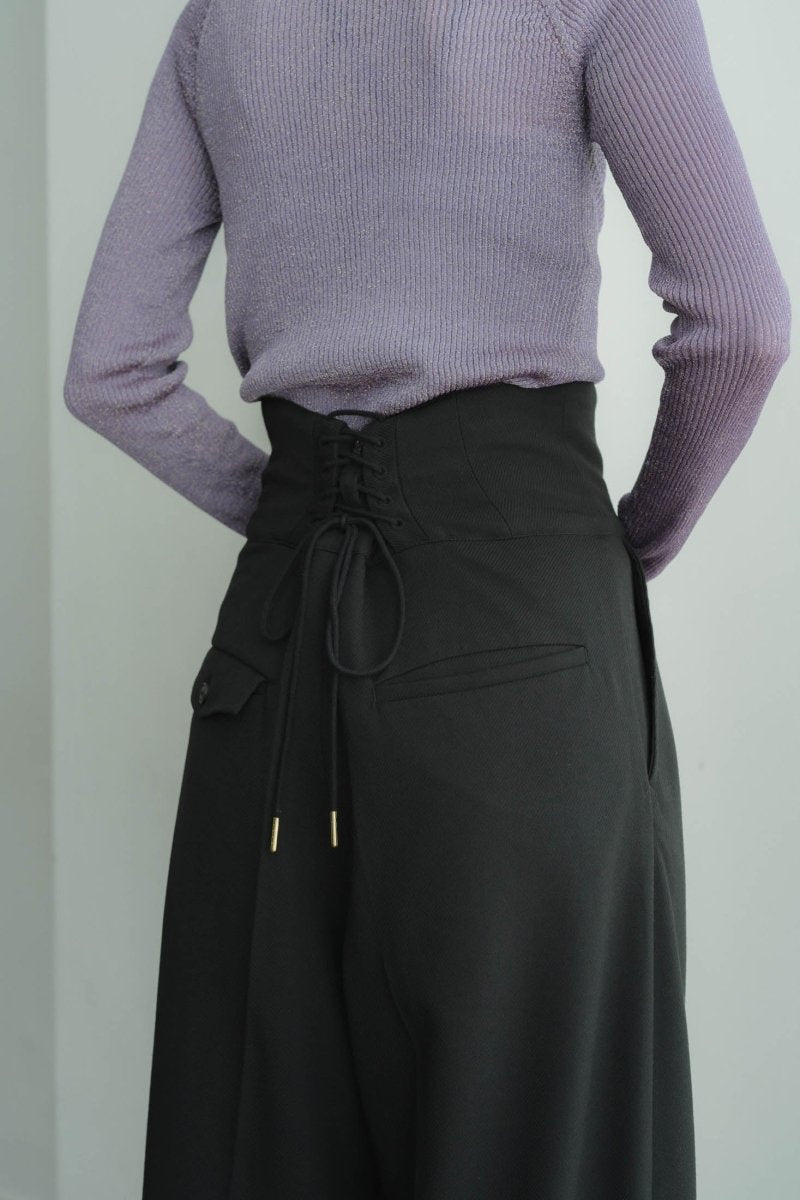 high waist lace up slacks pants/2color - KNUTH MARF