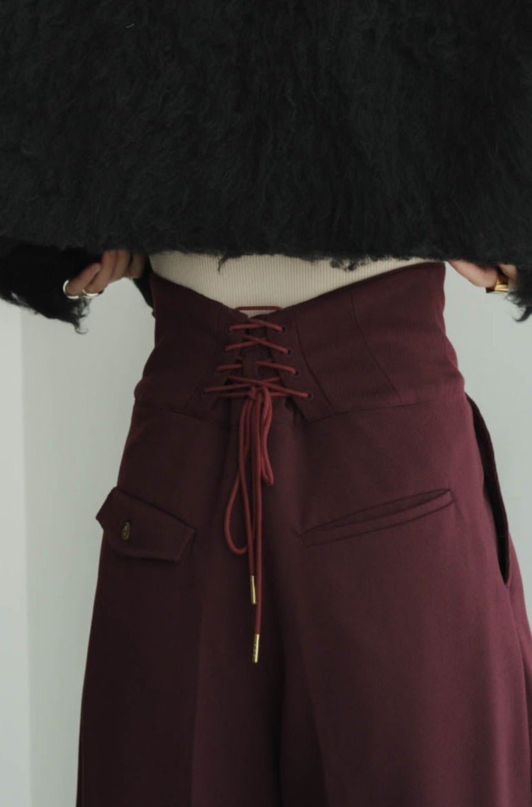 high waist lace up slacks pants/2color - KNUTH MARF