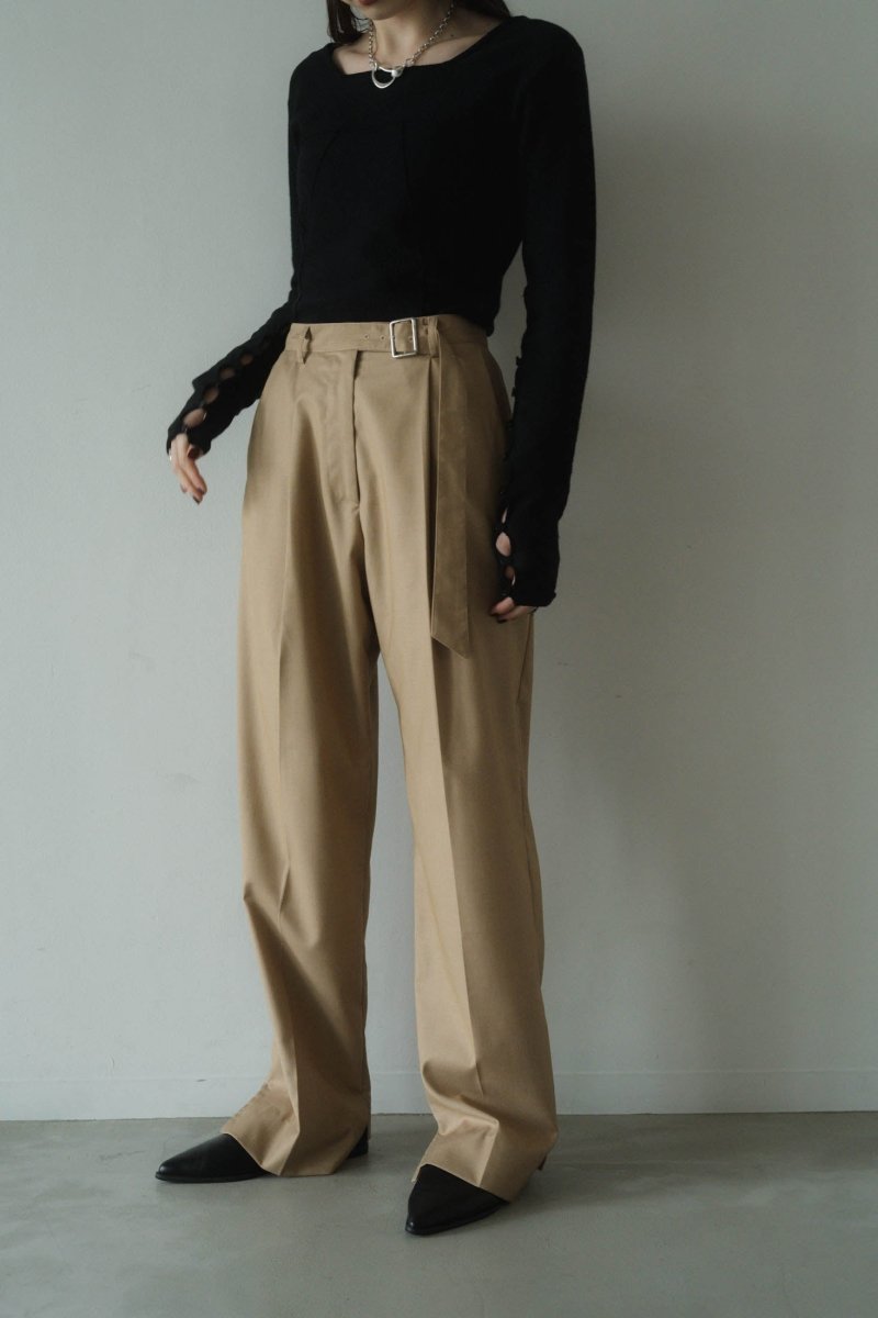 high waist slacks pants/beige - KNUTH MARF