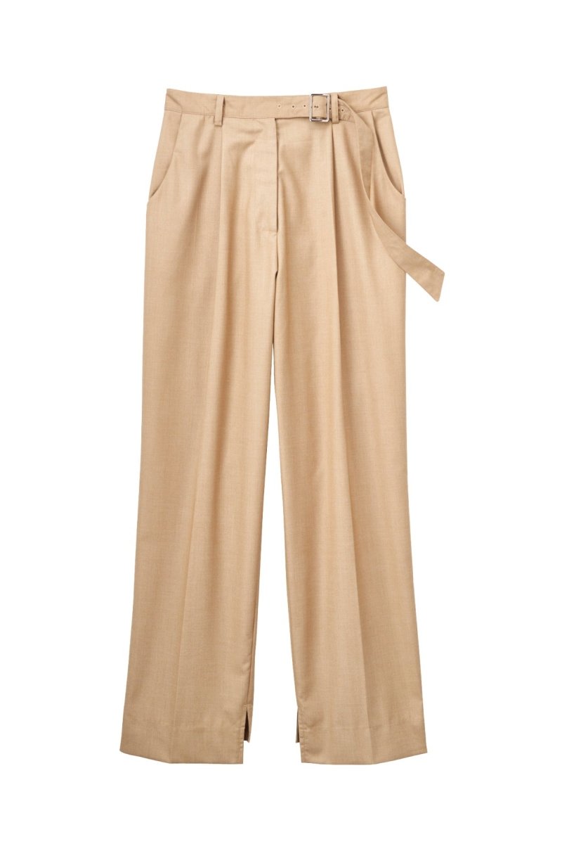 high waist slacks pants/beige - KNUTH MARF
