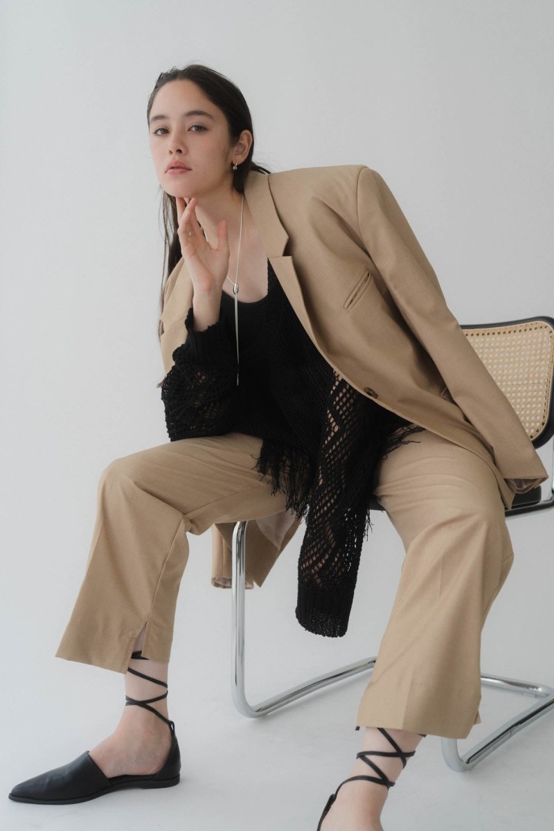 high waist slacks pants/beige - KNUTH MARF