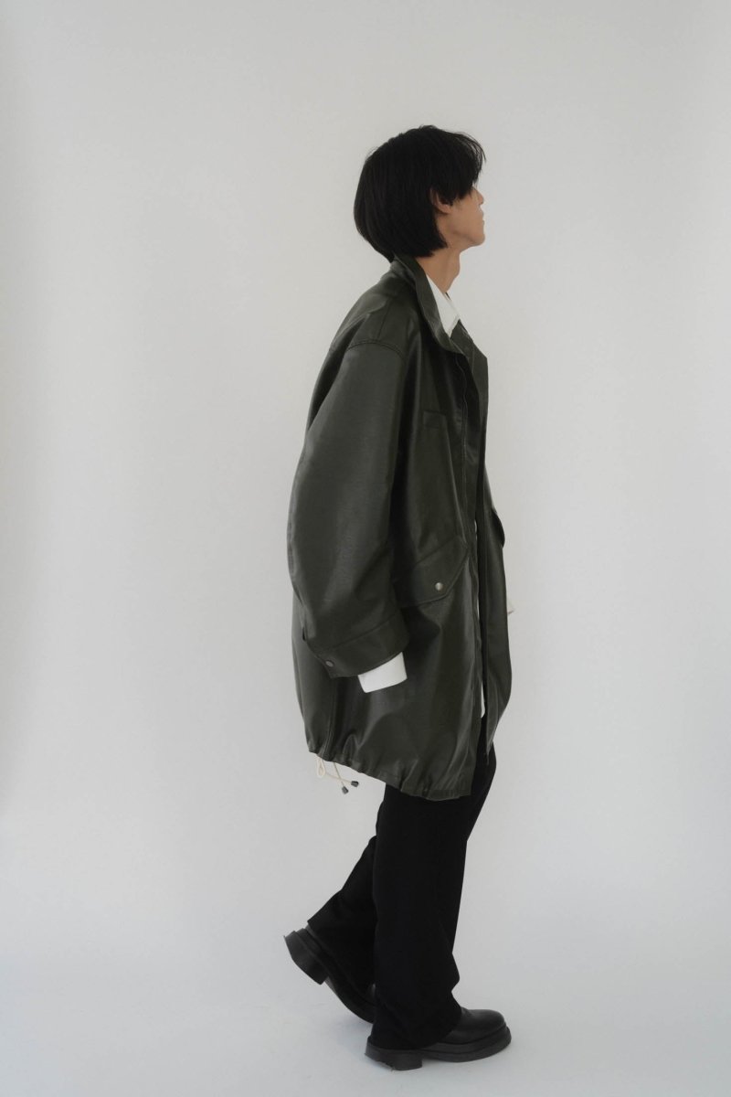 label leather jacket/darkgreen - KNUTH MARF