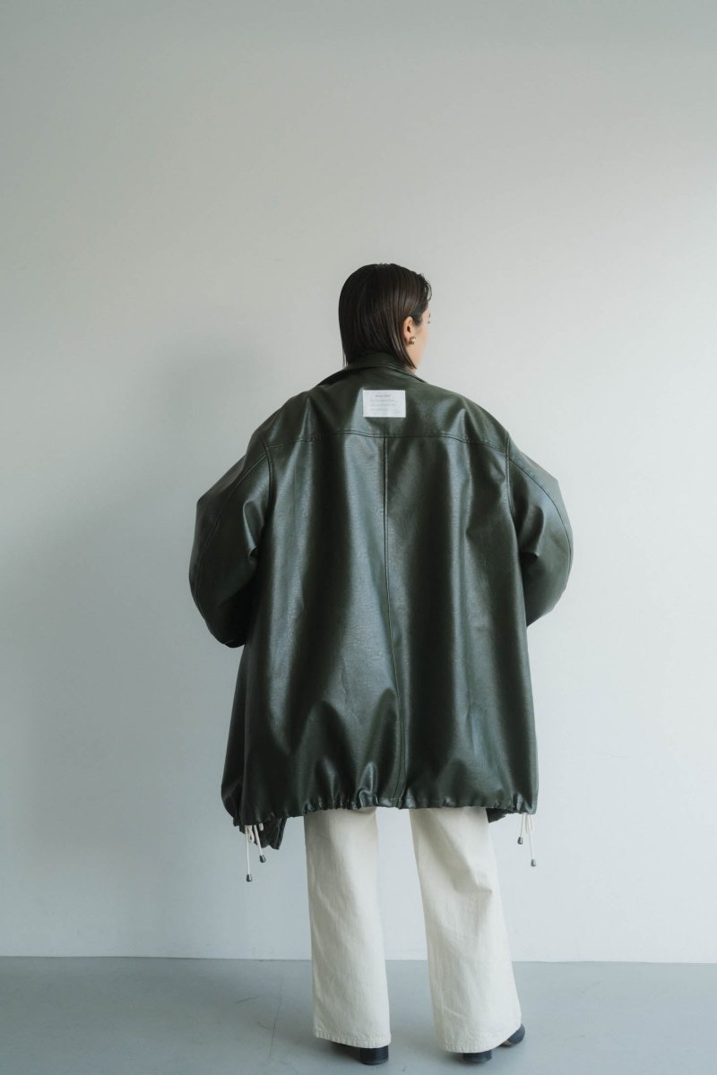 label leather jacket/darkgreen - KNUTH MARF