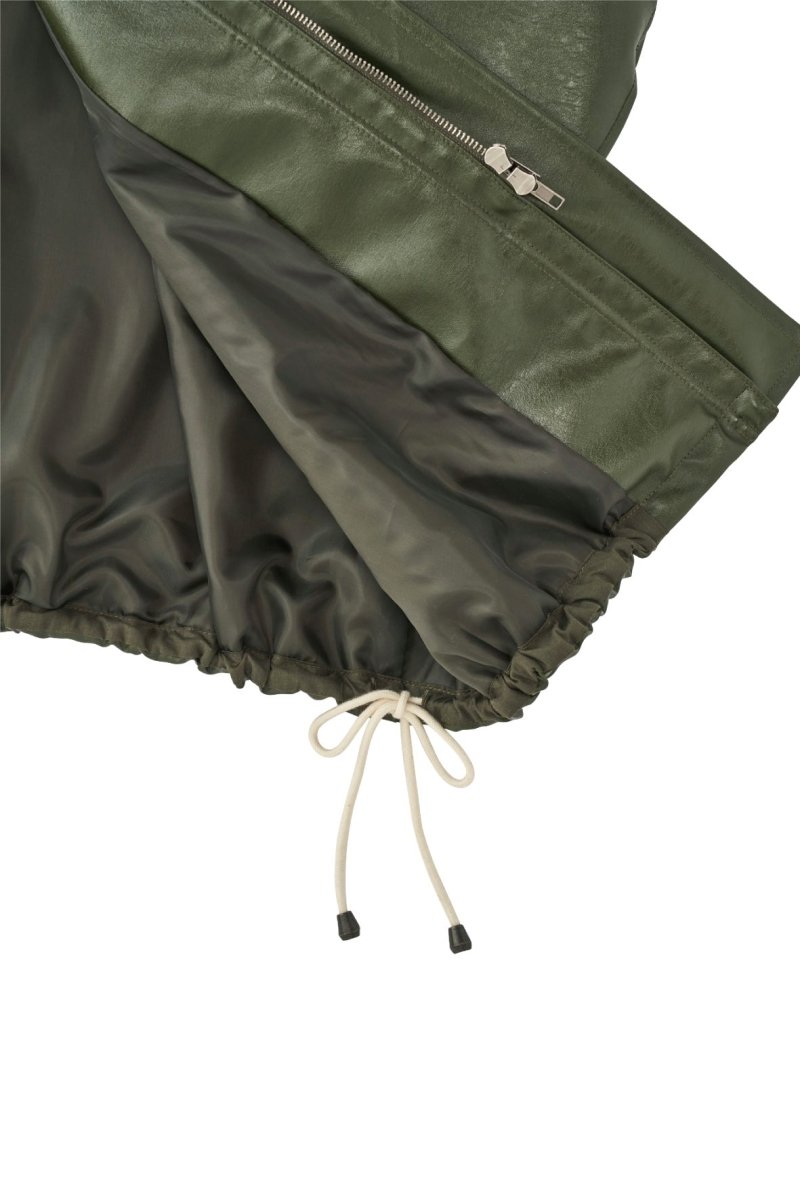 label leather jacket/darkgreen - KNUTH MARF
