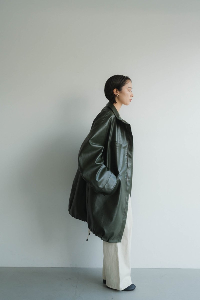 label leather jacket/darkgreen - KNUTH MARF