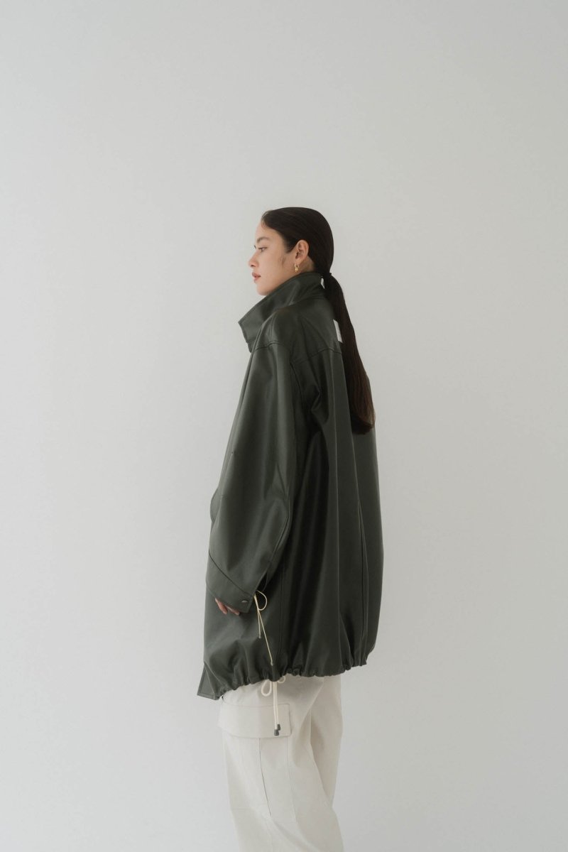 label leather jacket/darkgreen - KNUTH MARF
