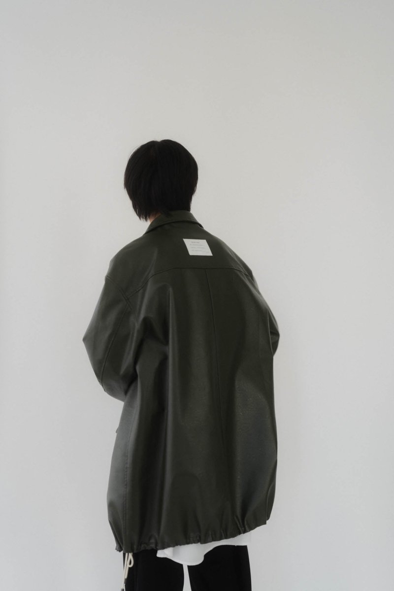 label leather jacket/darkgreen - KNUTH MARF