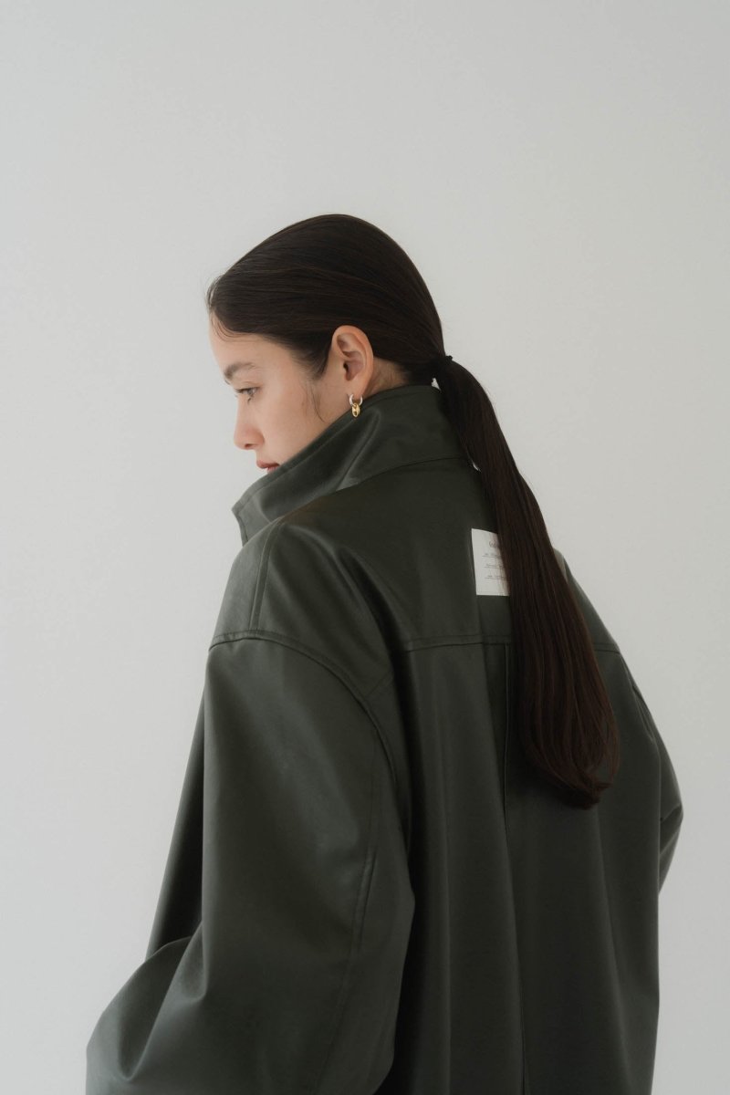 label leather jacket/darkgreen - KNUTH MARF