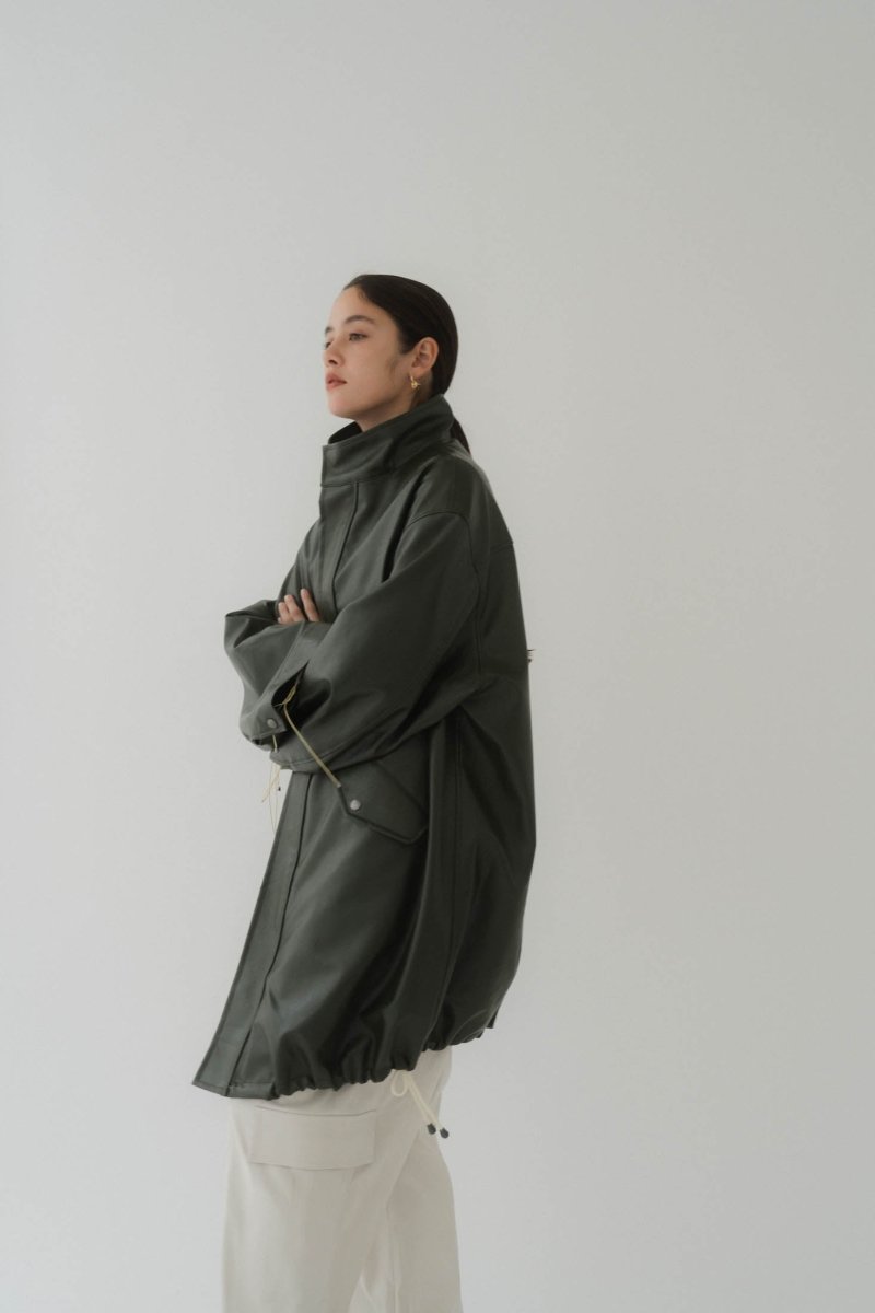 label leather jacket/darkgreen - KNUTH MARF