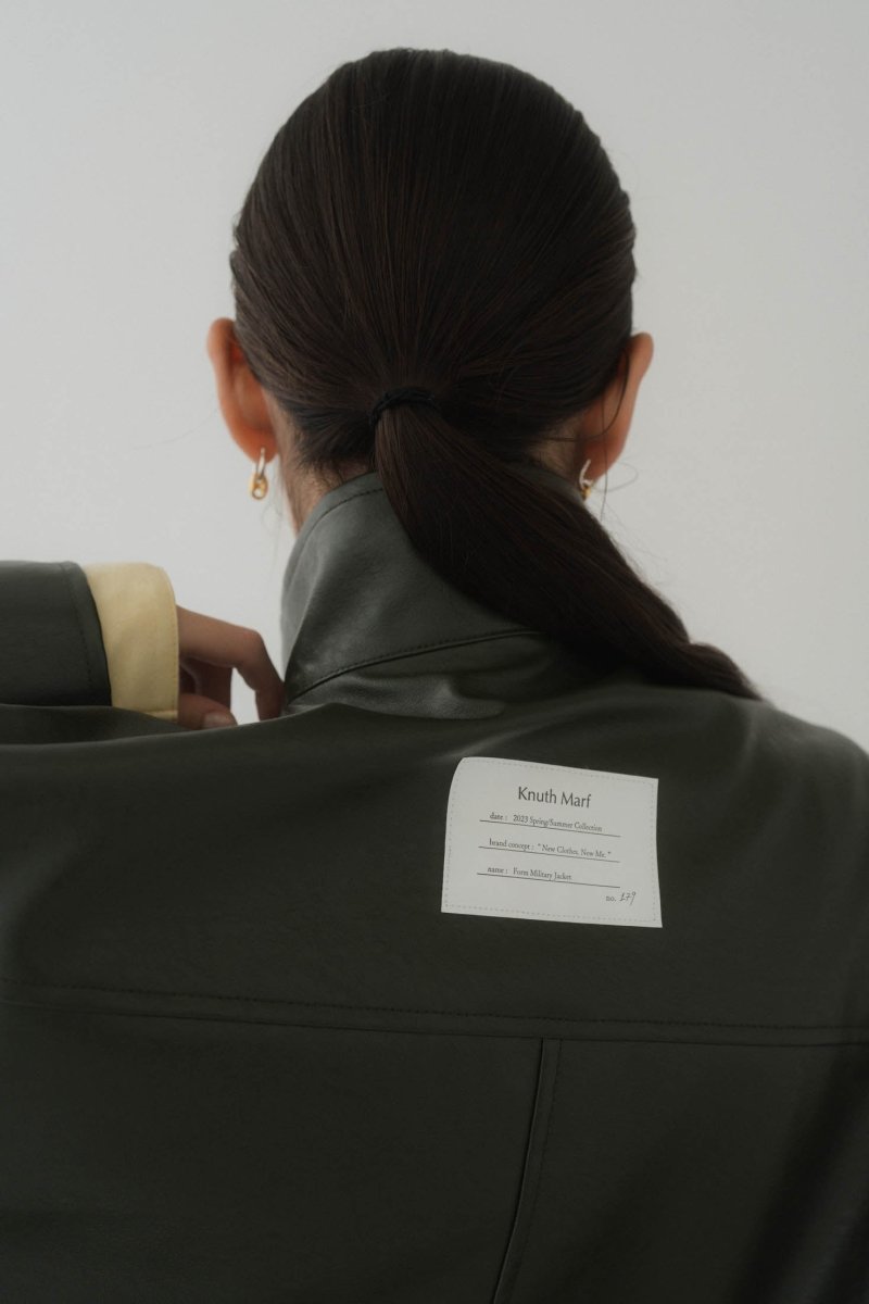 label leather jacket/darkgreen - KNUTH MARF