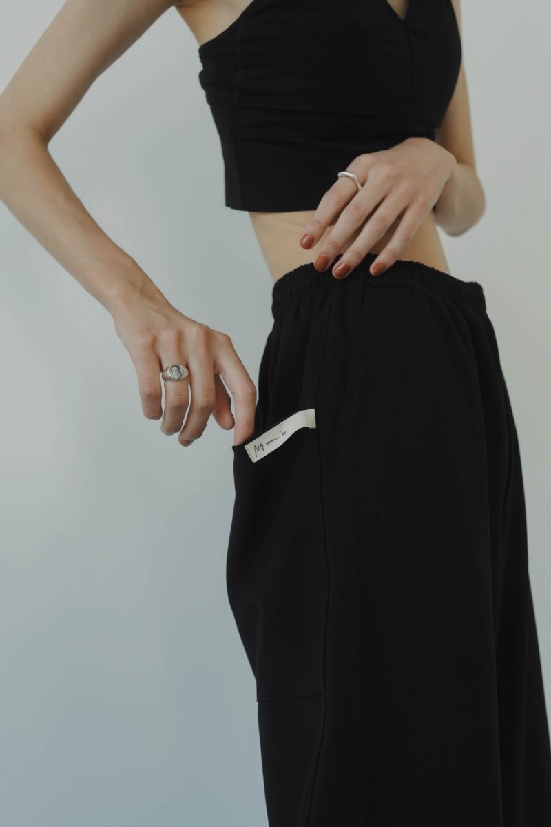label loose pants(unisex)/black - KNUTH MARF