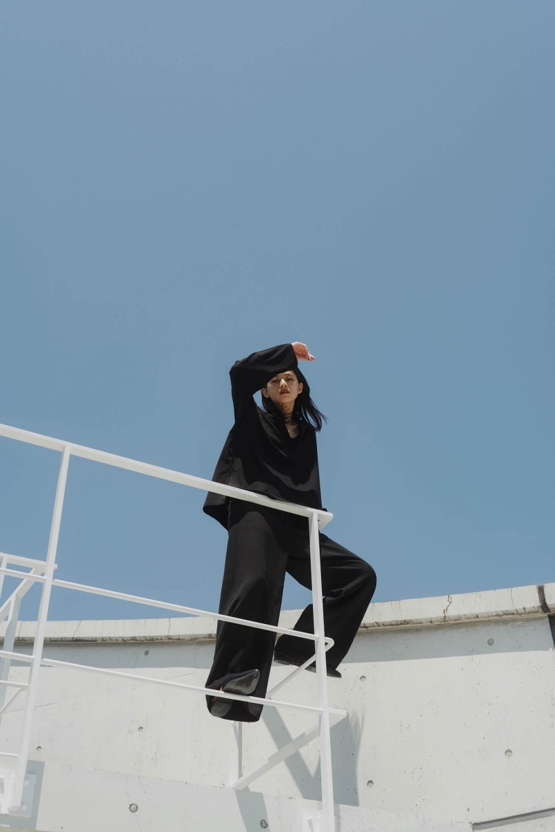 label loose pants(unisex)/black - KNUTH MARF