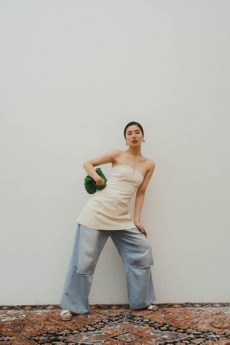 lace up bare tunic/white - KNUTH MARF