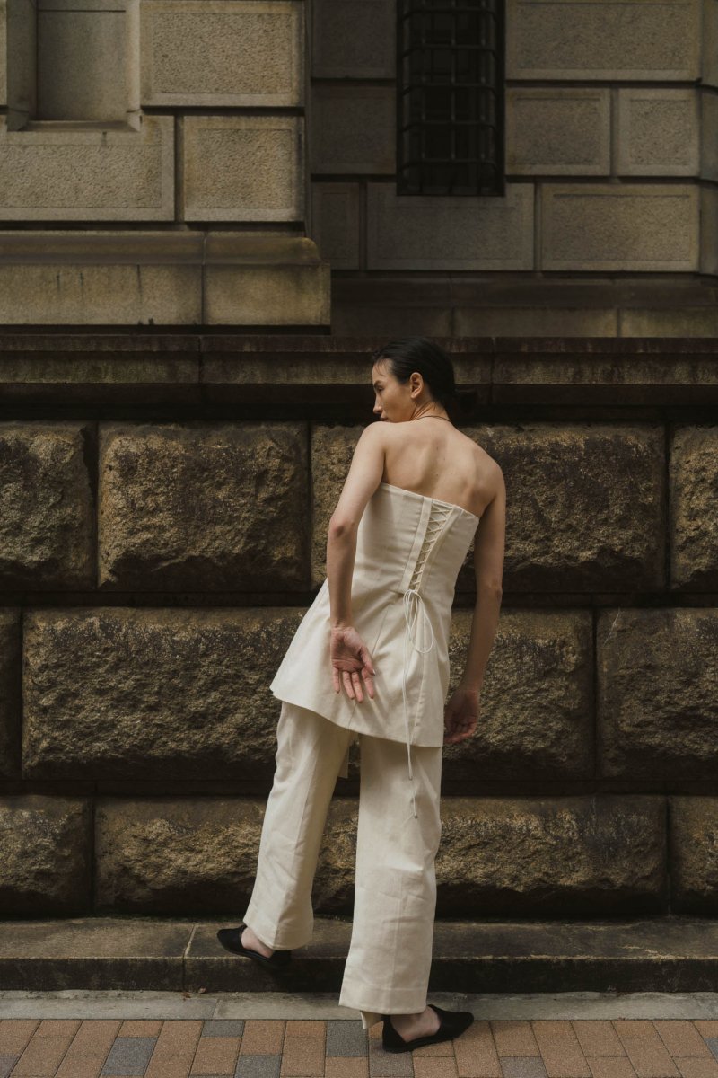 lace up bare tunic/white - KNUTH MARF