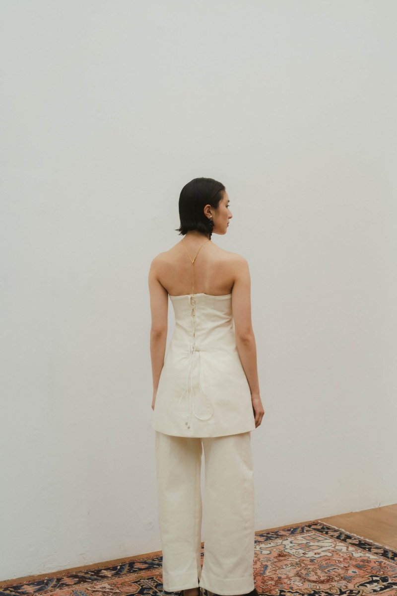 lace up bare tunic/white - KNUTH MARF