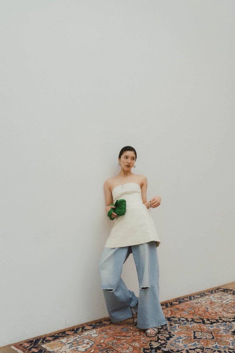 lace up bare tunic/white - KNUTH MARF