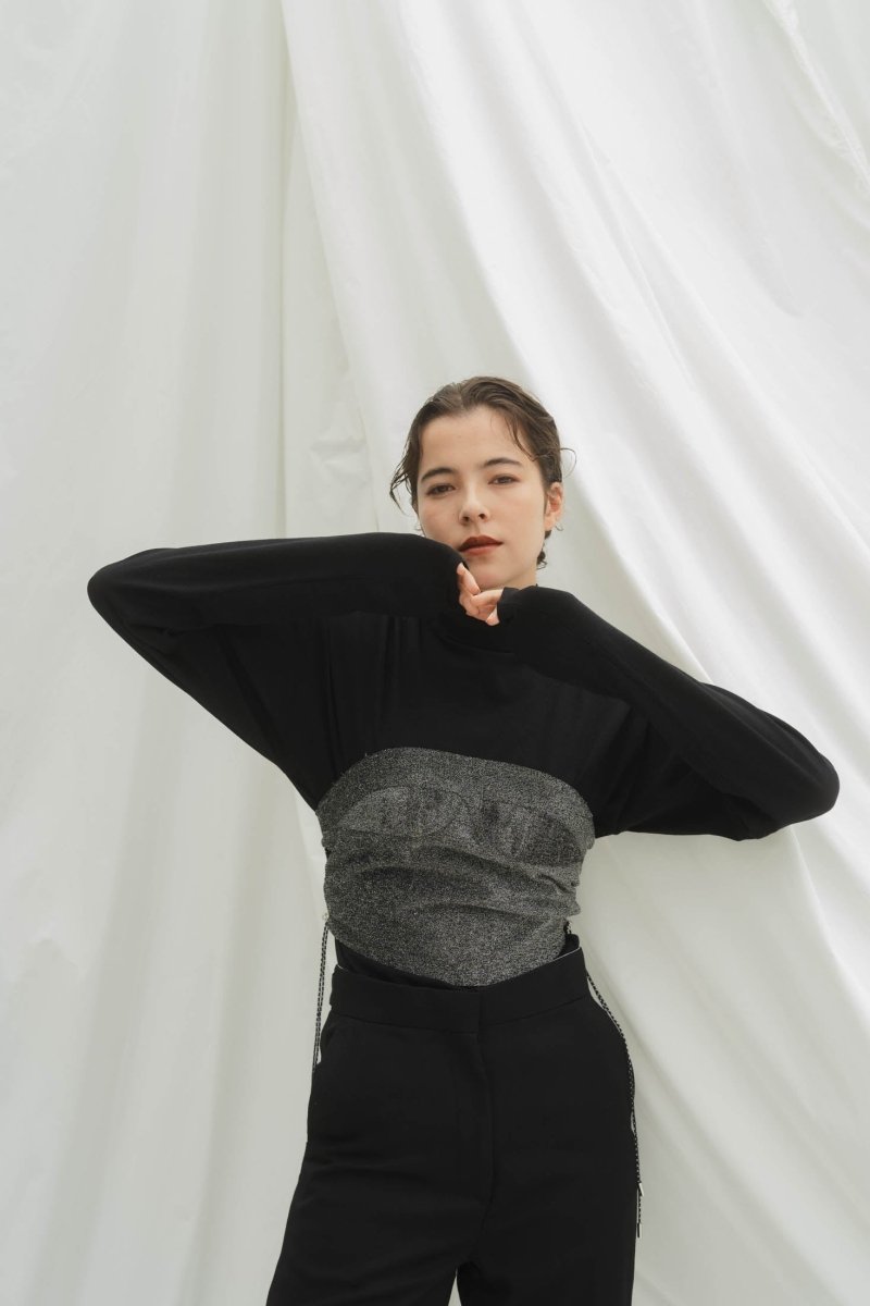 lame bustier combination knit/3color - KNUTH MARF
