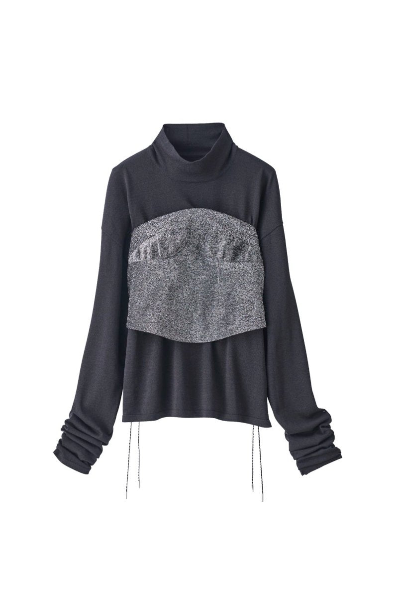 lame bustier combination knit/3color - KNUTH MARF