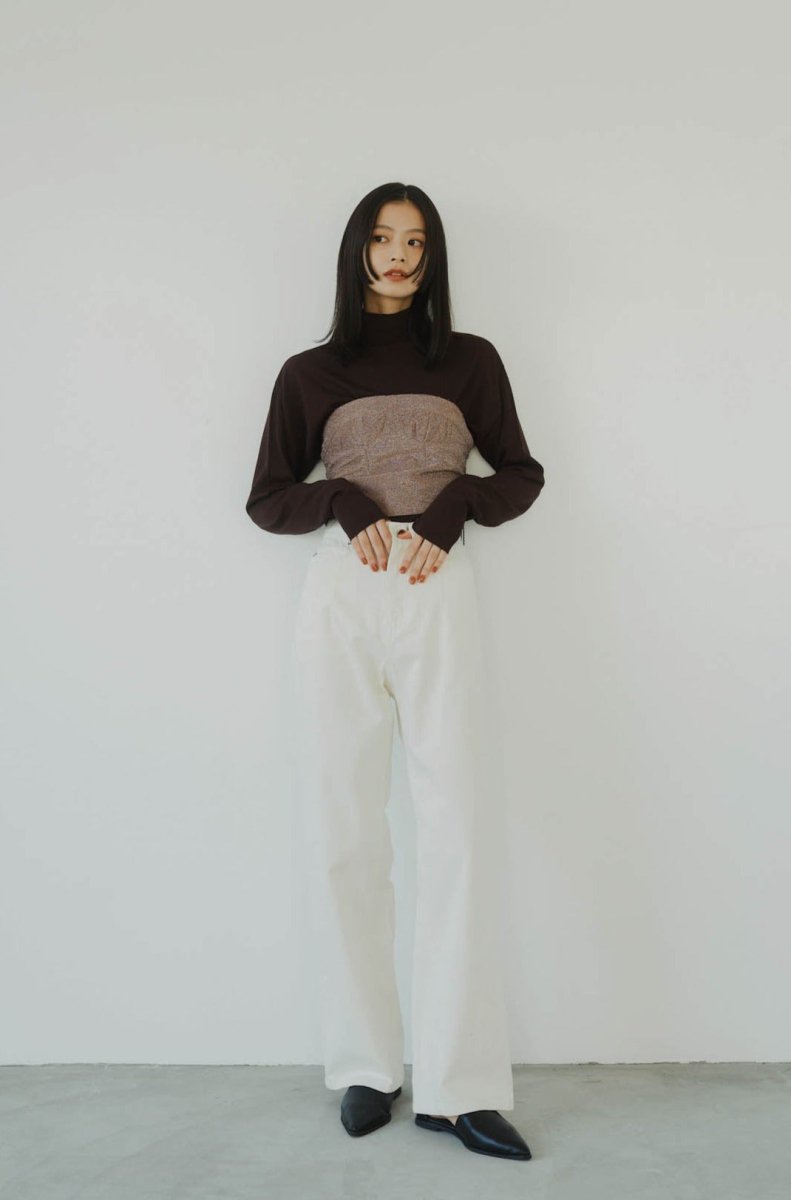 lame bustier combination knit/3color - KNUTH MARF