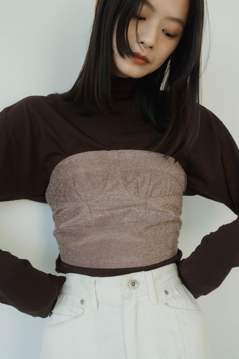 lame bustier combination knit/3color - KNUTH MARF