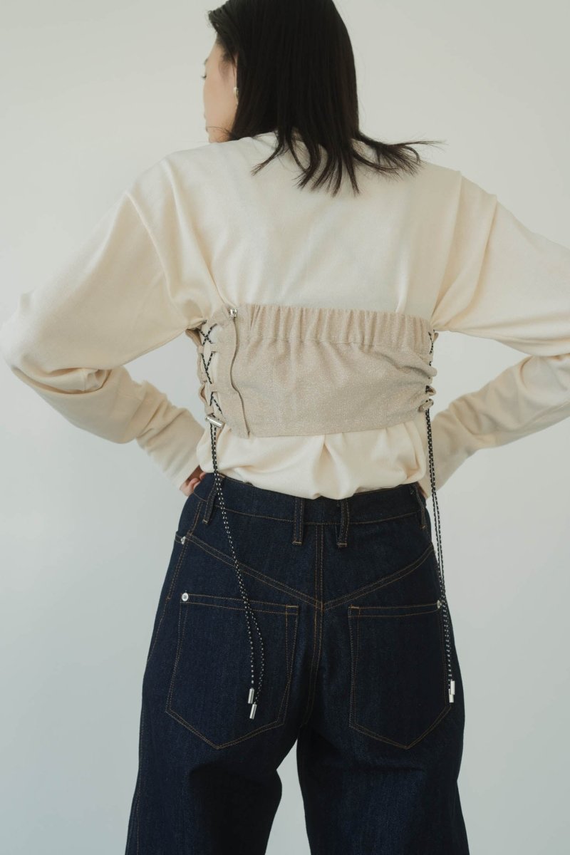 lame bustier combination knit/3color - KNUTH MARF