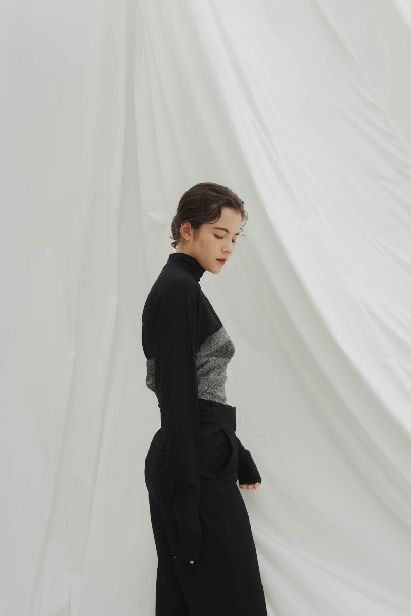 lame bustier combination knit/3color - KNUTH MARF