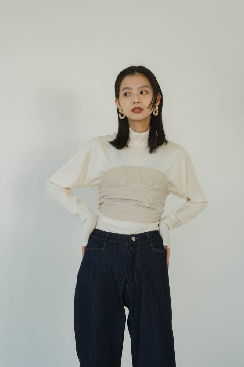 lame bustier combination knit/3color - KNUTH MARF
