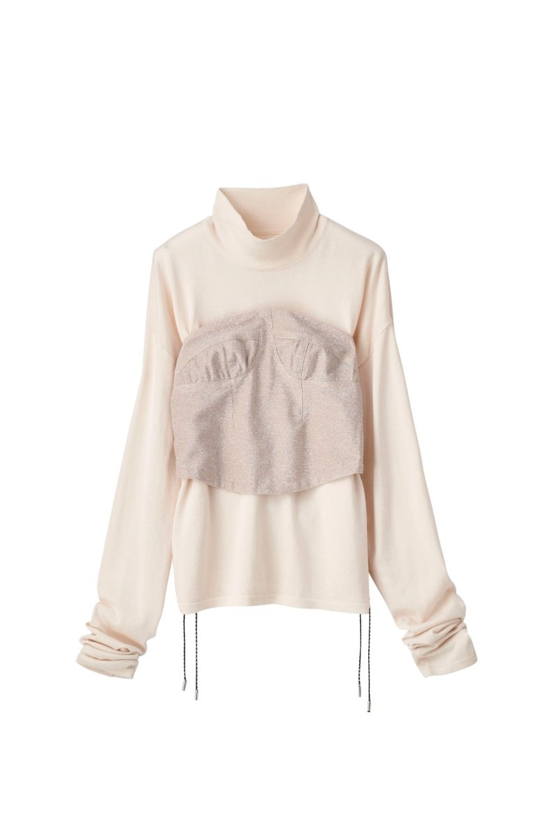 lame bustier combination knit/3color - KNUTH MARF