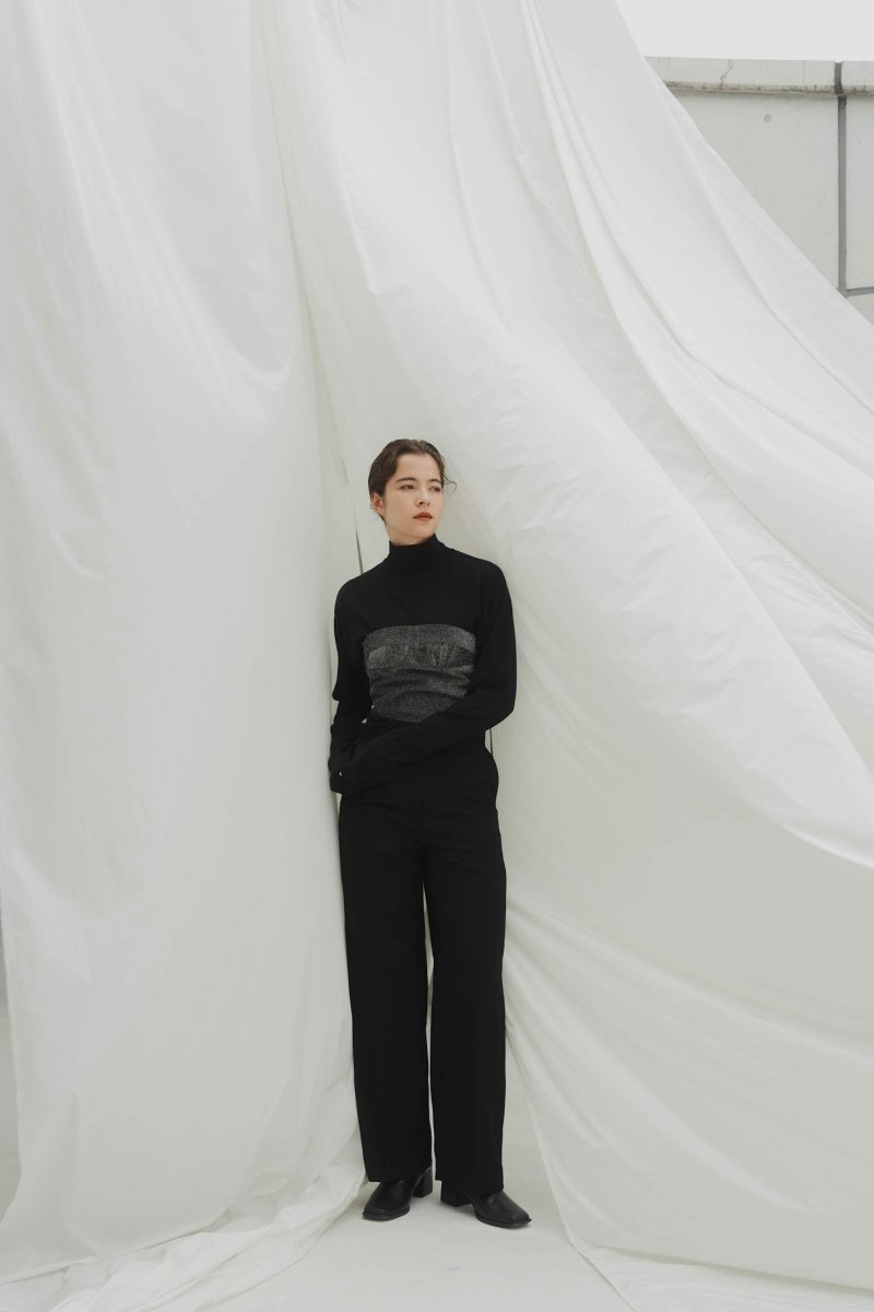 lame bustier combination knit/3color - KNUTH MARF