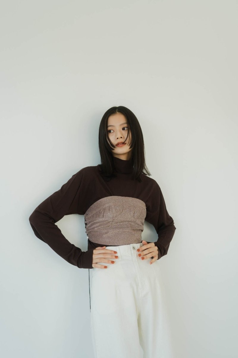 lame bustier combination knit/3color - KNUTH MARF