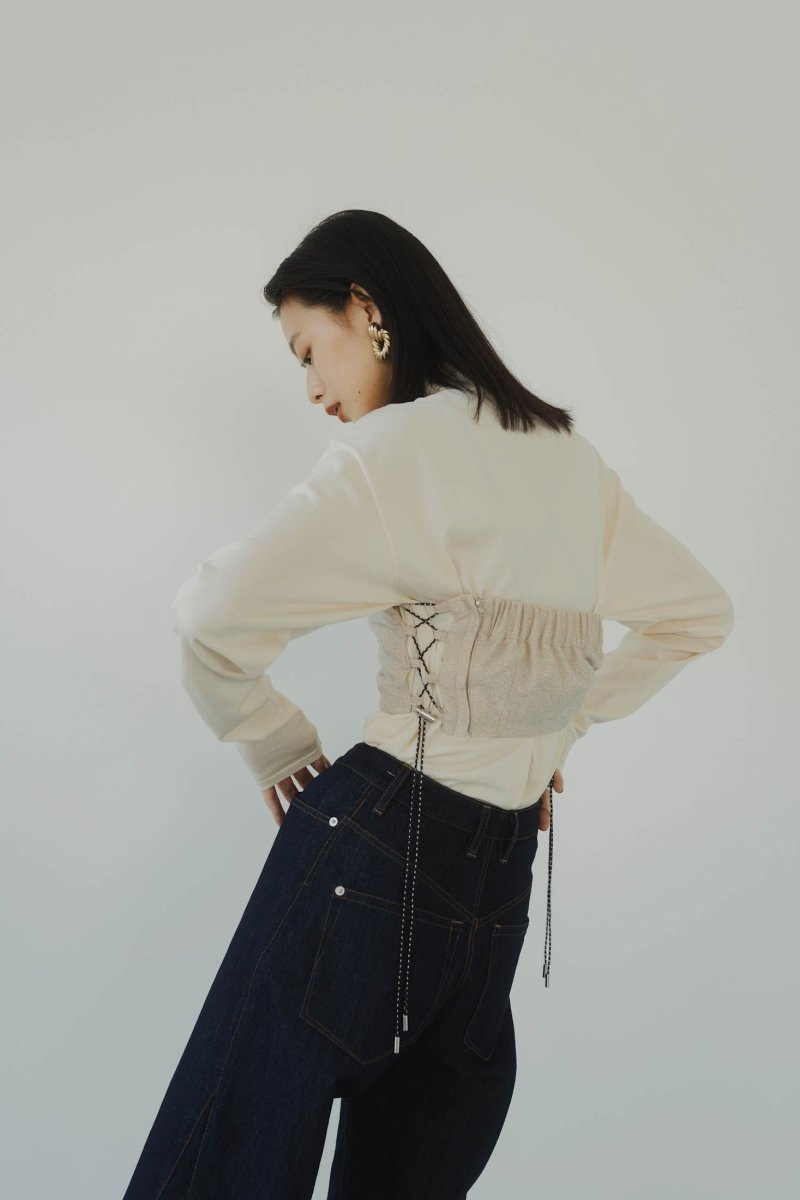 lame bustier combination knit/3color - KNUTH MARF