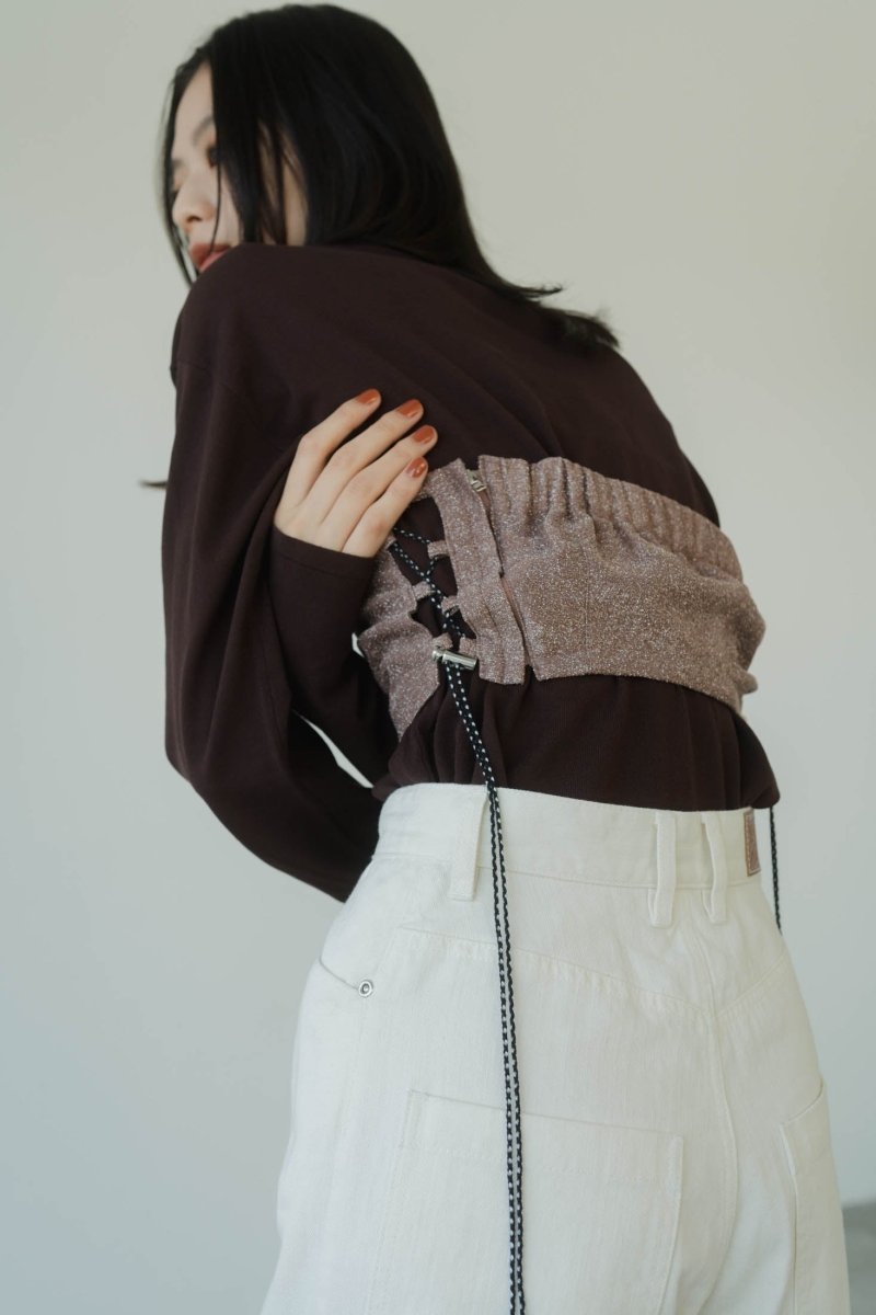 lame bustier combination knit/3color - KNUTH MARF