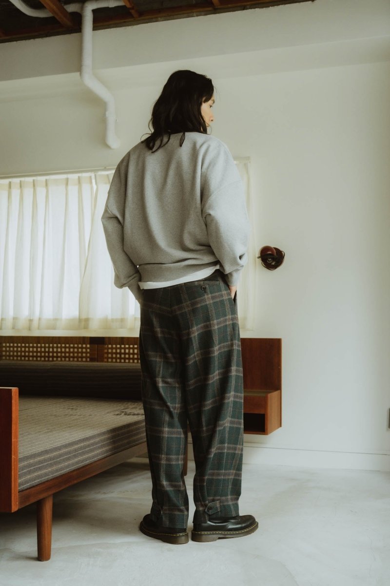 loose slacks pants/checkgreen - KNUTH MARF