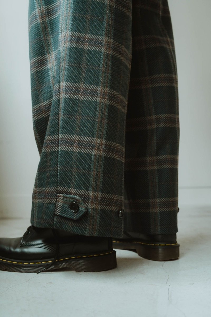 loose slacks pants/checkgreen - KNUTH MARF