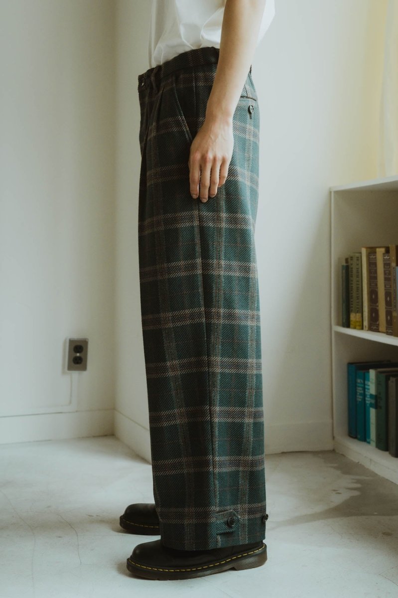 loose slacks pants/checkgreen - KNUTH MARF