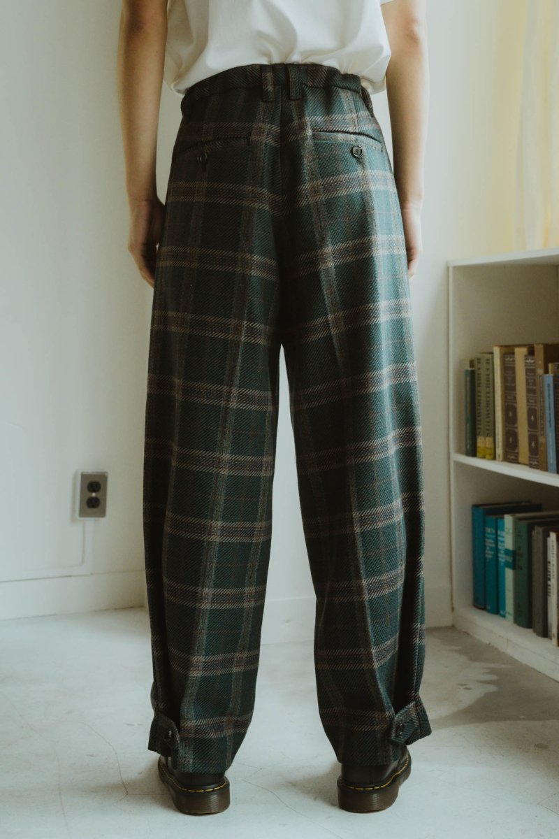loose slacks pants/checkgreen - KNUTH MARF