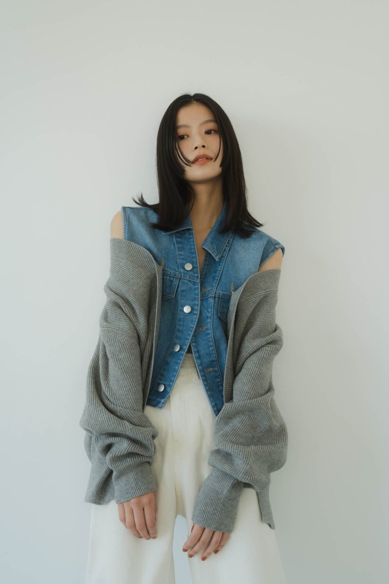 manyway denim jacket cardigan/bluegray